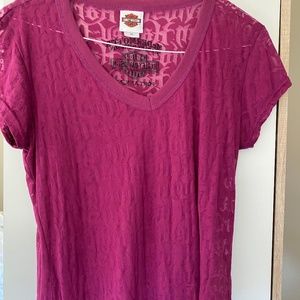 Harley-Davidson V-neck, Sheer Tee Shirt